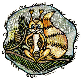 Белка с шишками