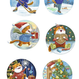 Стикерпак "Новогодние котики"