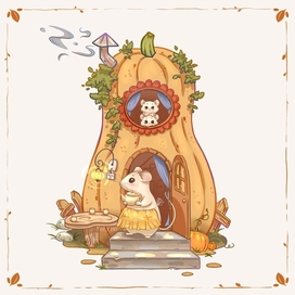 Тыквенный домик с мышками