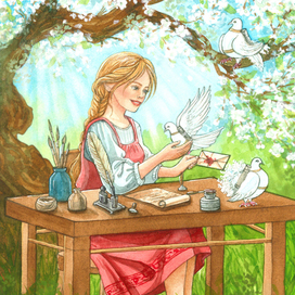 голубиная почта. Иллюстрация для карт МАК