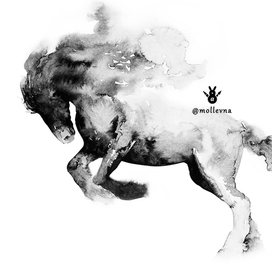 тушь. лошадь