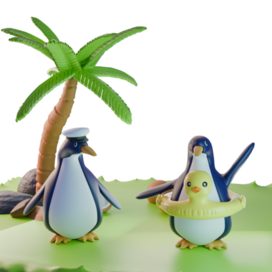 3D-иллюстрация "Пингвины"