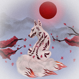 Красный диск на пергаменте неба