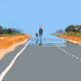 он идет со своей собакой из ада