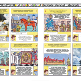 Для детского журнала "А почему?" Редакция -Юный техник. Разворот. Рубрика "Наш мультик"(Комикс). Тема: Князь Новгородский Александр Невский. Полководец и дипломат. Стиль иллюстрации декоративный. Художник Марат Брызгалов.