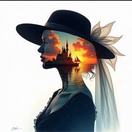 Женщина в шляпе с вуалью.