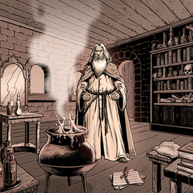 Комната волшебника - монохромная версия