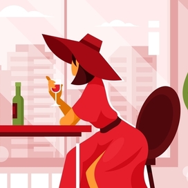 Девушка с бокалом вина