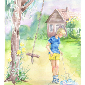 Качели. Иллюстрация к сказкам Юлии Чернухиной "Волшебные витражи"