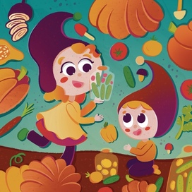 Осенняя иллюстрация с детьми