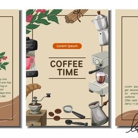 Набор векторных флаеров для кофейни, кофейного дома, кафе, бариста, пекарни.
