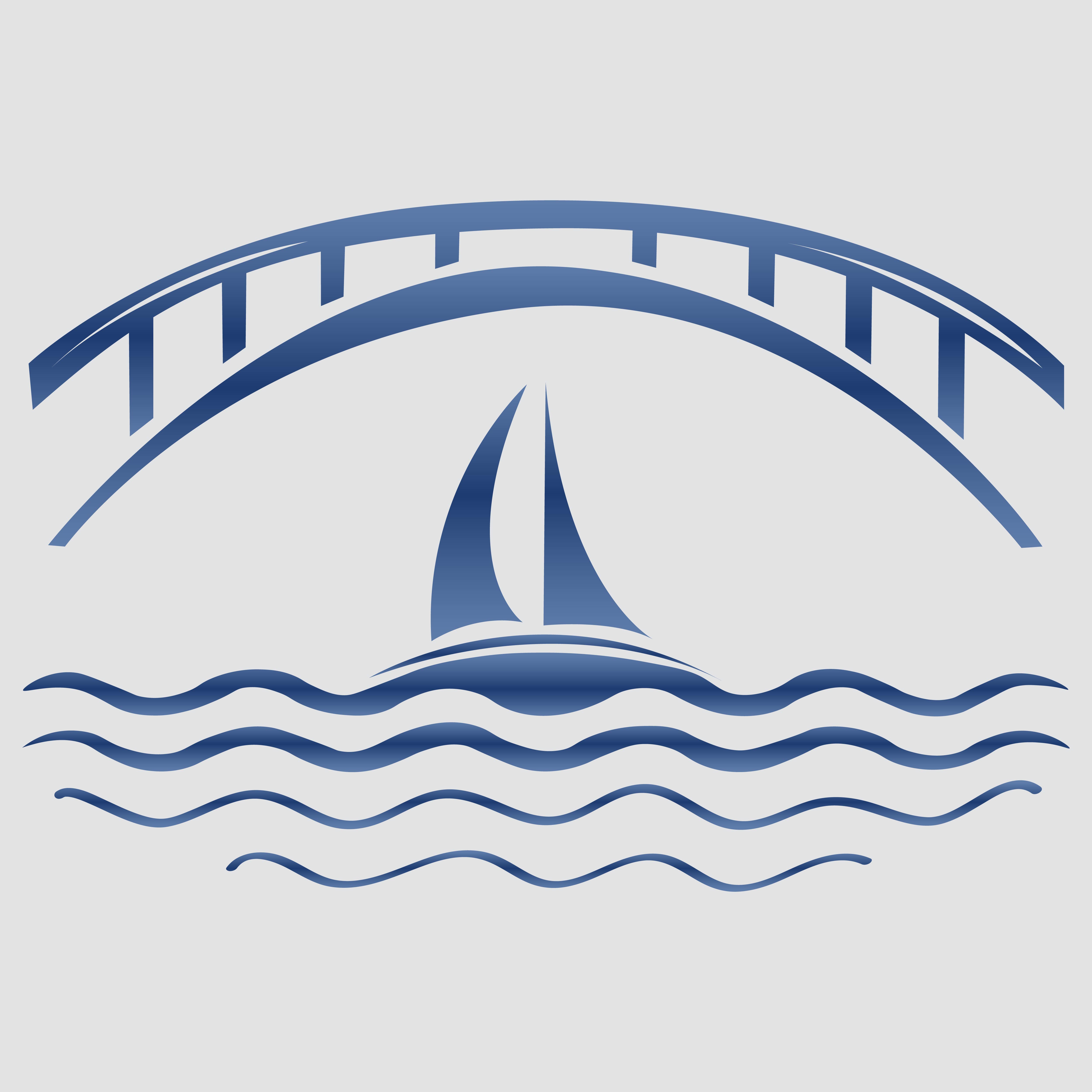 Парусная лодка под мостом.