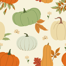 Бесшовный паттерн с тыквами