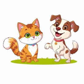 Котенок и щенок для детских проектов