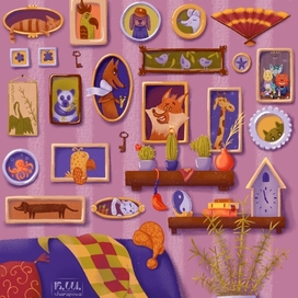 Стена с портретами.