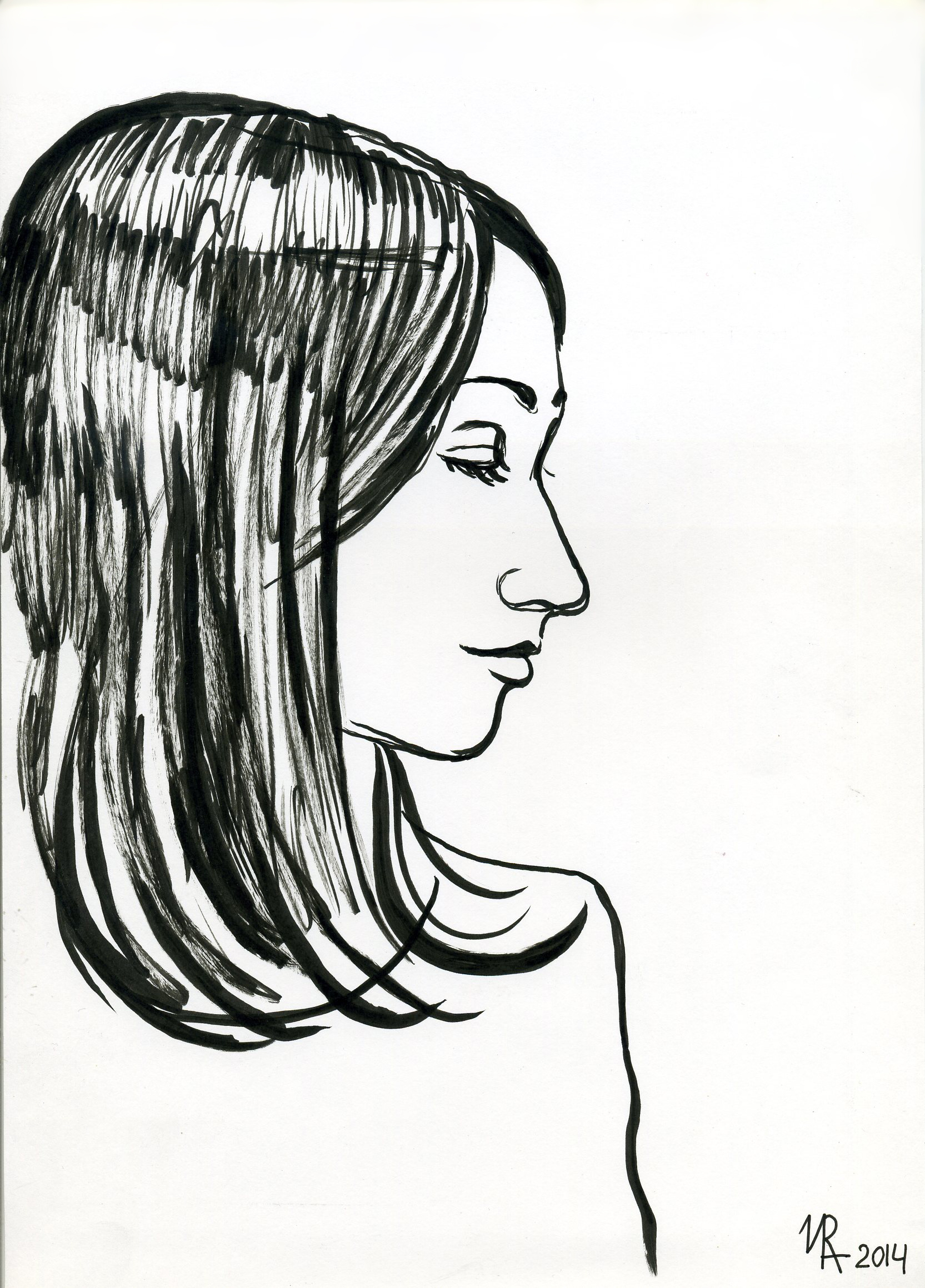 Набросок - профиль девушки