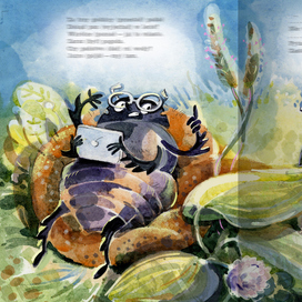 Жук читает новости Мухе