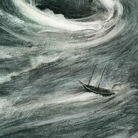 Иллюстрация к рассказу Эдгара По "Низвержение в Мальстрем"