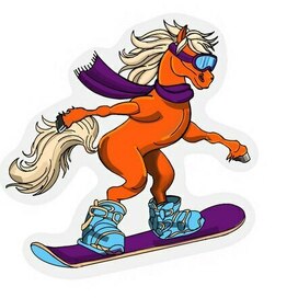 Лошадь на сноуборде. Символ 2026