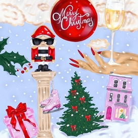 иллюстрация для новогодней открытки