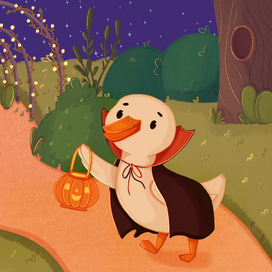 Утка и тыквенный фонарь