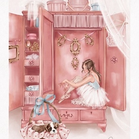  Иллюстрация с балериной и собачкой