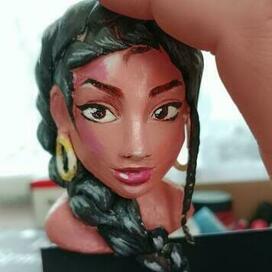 Минискульптура из пластилина,кукольное лицо,лепка