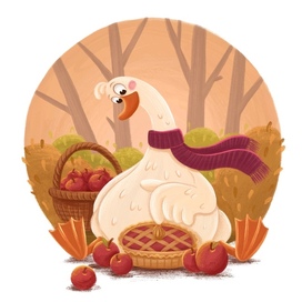 Гусь и яблочный десерт