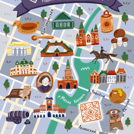 Стилизованная карта г. Йошкар-Ола