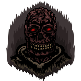 Обугленный живой мертвец с горящими глазницами