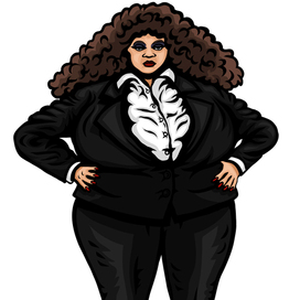 Крупная кудрявая женщина