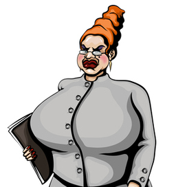 Крупная строгая женщина в очках