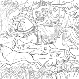 Раскраска. Сказка Иван Царевич и Серый Волк