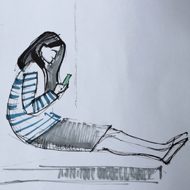 Скетч. Девушка с телефоном