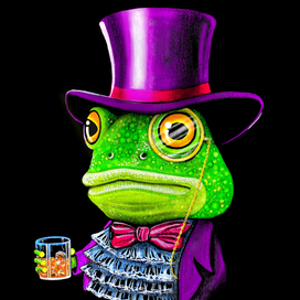 Выход в свет. Лягух с виски иллюстрация акварелью