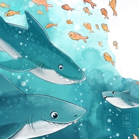 Иллюстрация о семье мегалодонов