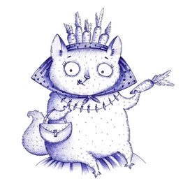 Кошка с морковкой