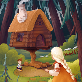 Иллюстрация к сказке Гуси-лебеди