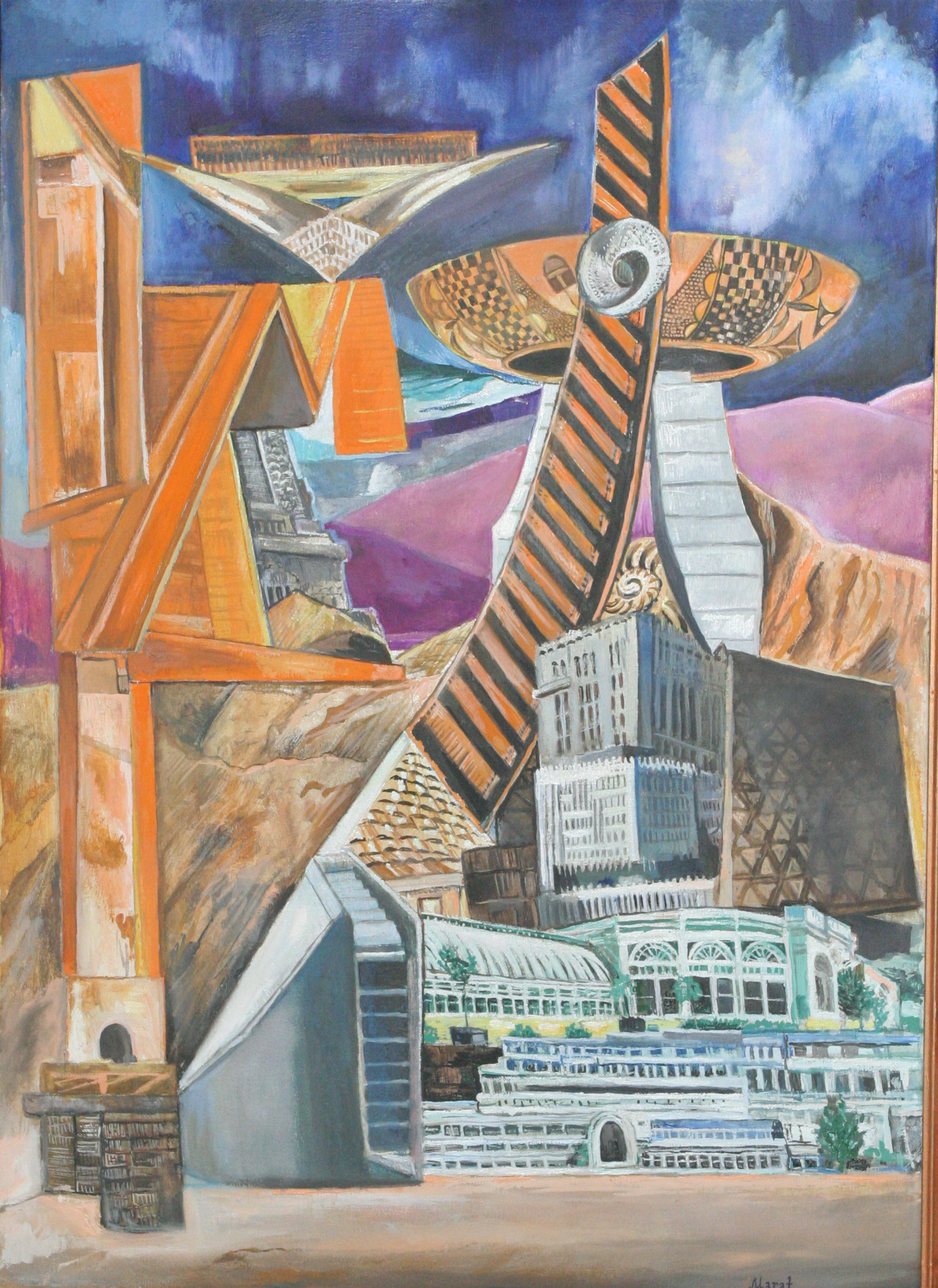 Врата миров и времён"-Фантастический пейзаж. Левая часть триптиха. Холст, масло. Художник Марат Брызгалов.