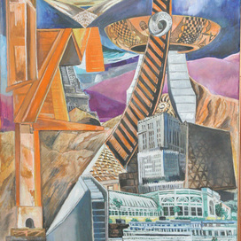 Врата миров и времён"-Фантастический пейзаж. Левая часть триптиха. Холст, масло. Художник Марат Брызгалов.