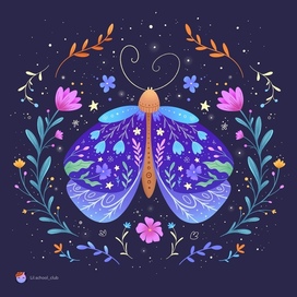 Мотылек в цветах