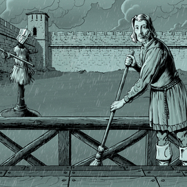 Тихий дождь во дворе крепости – монохромная версия