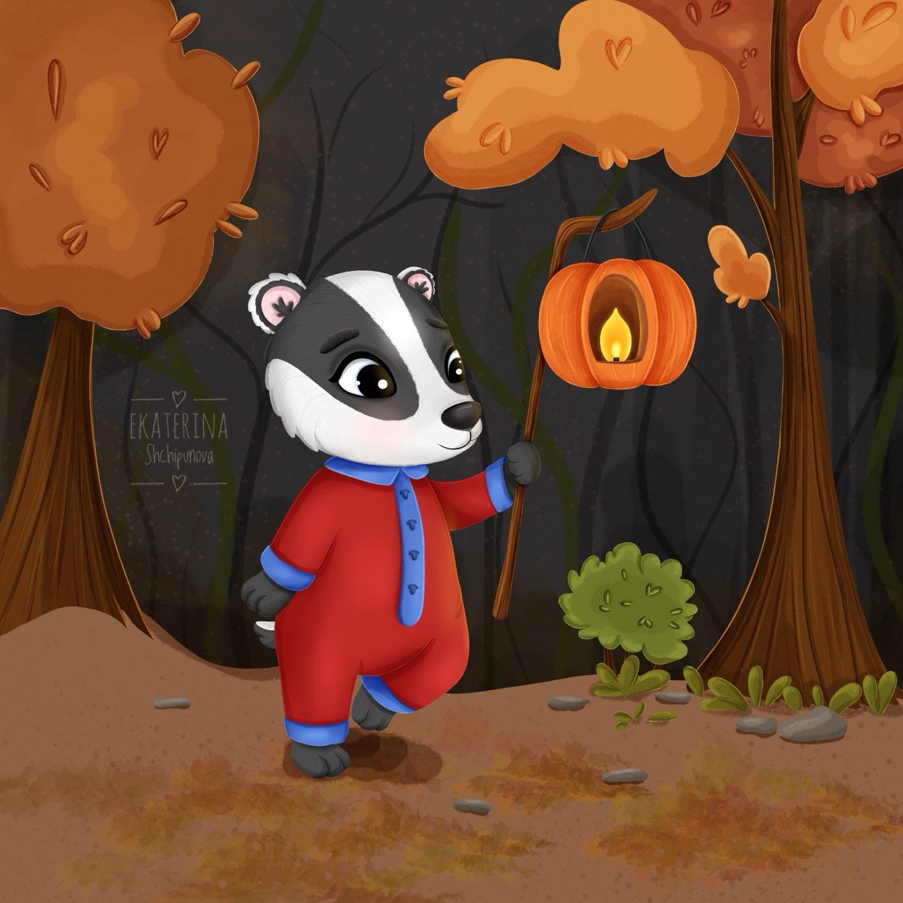 Барсук и тыквенный фонарь