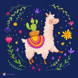 Лама в цветах