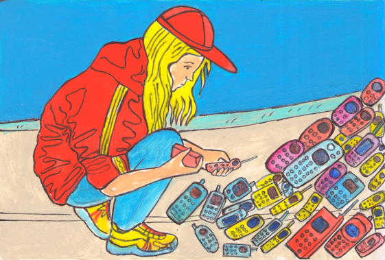 Для детского журнала" Левша". Редакция "Юный техник". Рубрика-"Задачи Левши". Статья о старых мобильных телефонах и проблемах экологии и переработки. Опубликовано в журнале. Художник Марат Брызгалов.