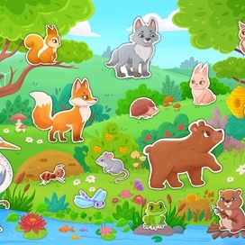 Магнитная развивающая игра для детей Лес и его обитатели