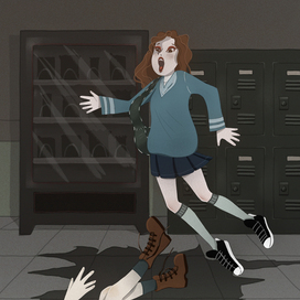 Иллюстрация к книге "Не моргай. Пятно на полу в столовой" Джош Аллен