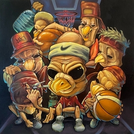 Картина маслом 400х400, Баскетбол