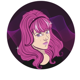 Девушка с розовыми волосами 