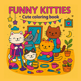 Обложка для книги раскраски KITTIES